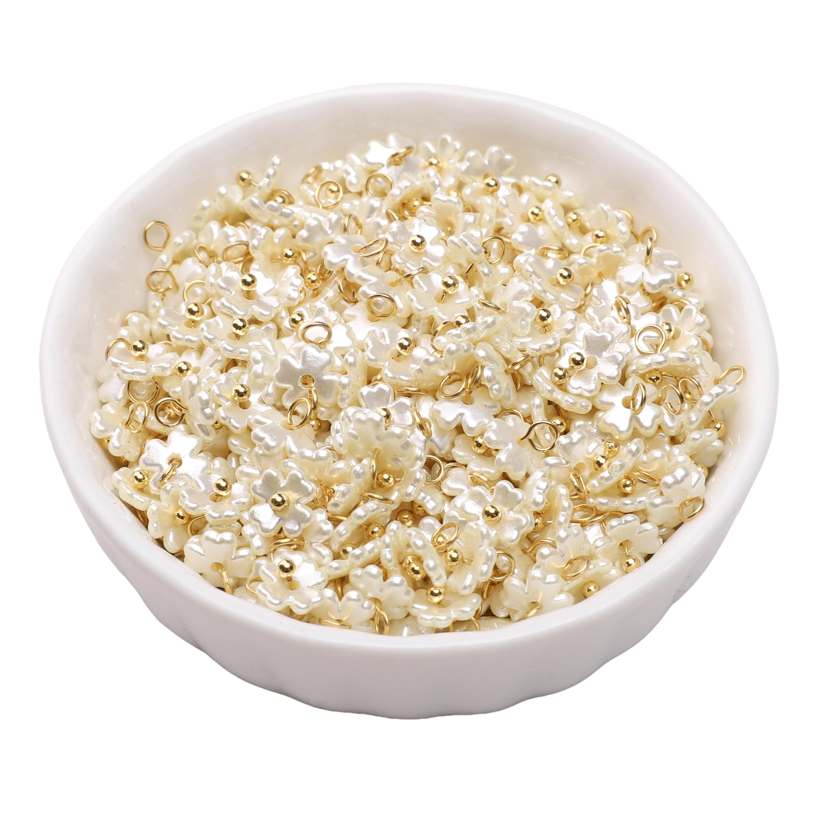 

Акриловая имитация жемчуга Шарм-подвеска в виде цветка с четырьмя лепестками для аксессуаров для изготовления ювелирных изделий 7mm