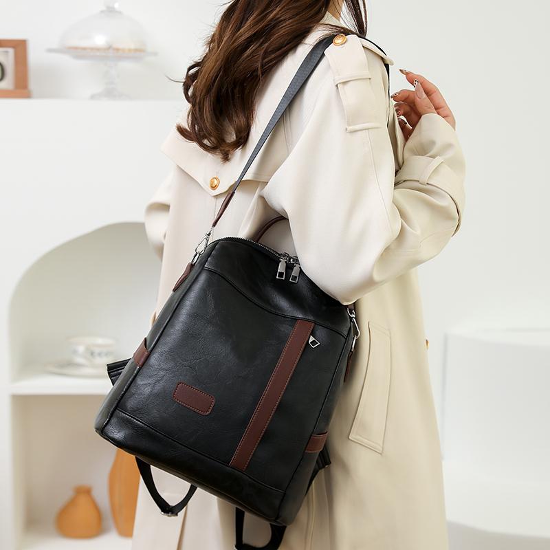 Weicher Lederrucksack Damen Große Kapazität Preppy Rucksack Verschleißfest Leichte Reisetasche