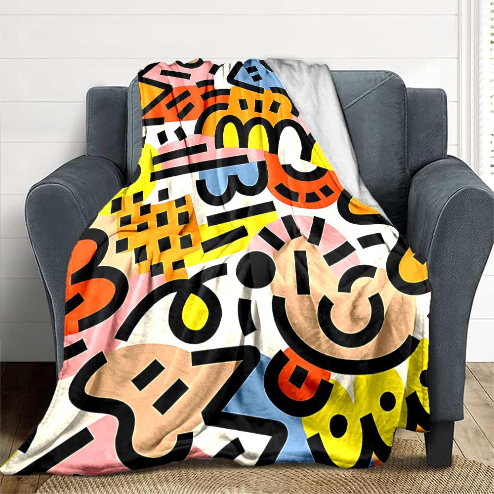 1pc Abstract Art Blanket Warm, Cozy, And Soft, Suitable for Sofas, Beds, Cars, And Office Use.Perfect for Camping And Travel, Making It a Great Gift F