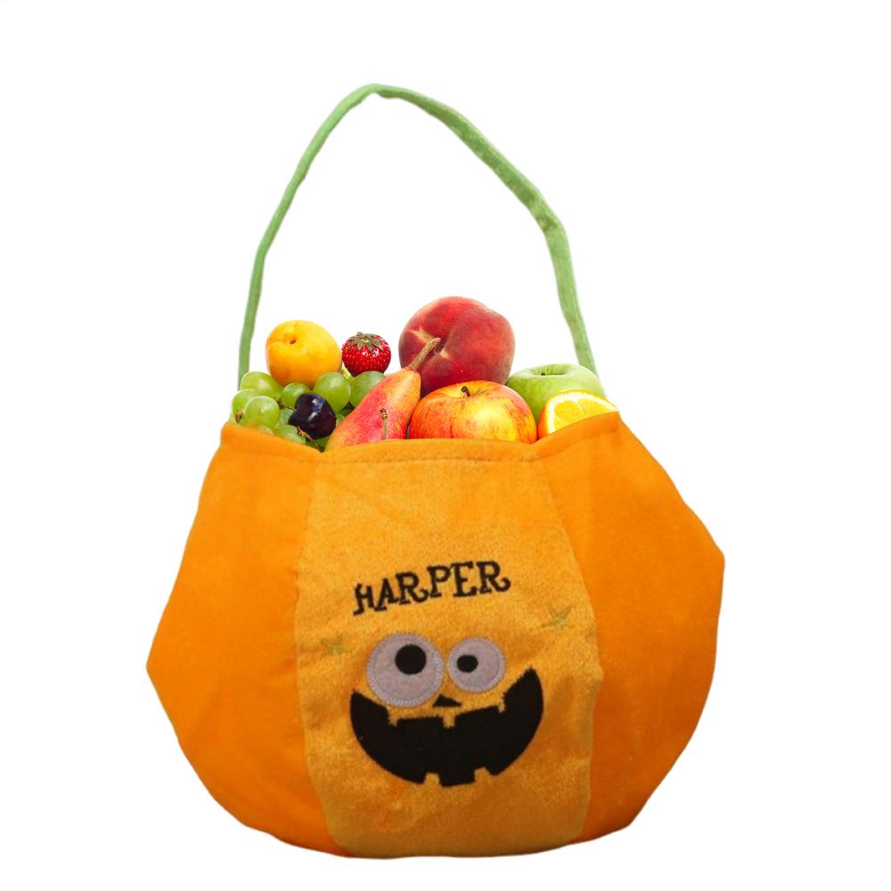 Halloween Basket Halloween Candy Basket With Handle Large Organizer Embroidered Holder Decor For Fall Home Party Easter Bathroom