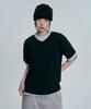 MOO Layered V-Neck Short Sleeve T-Shirt - Black