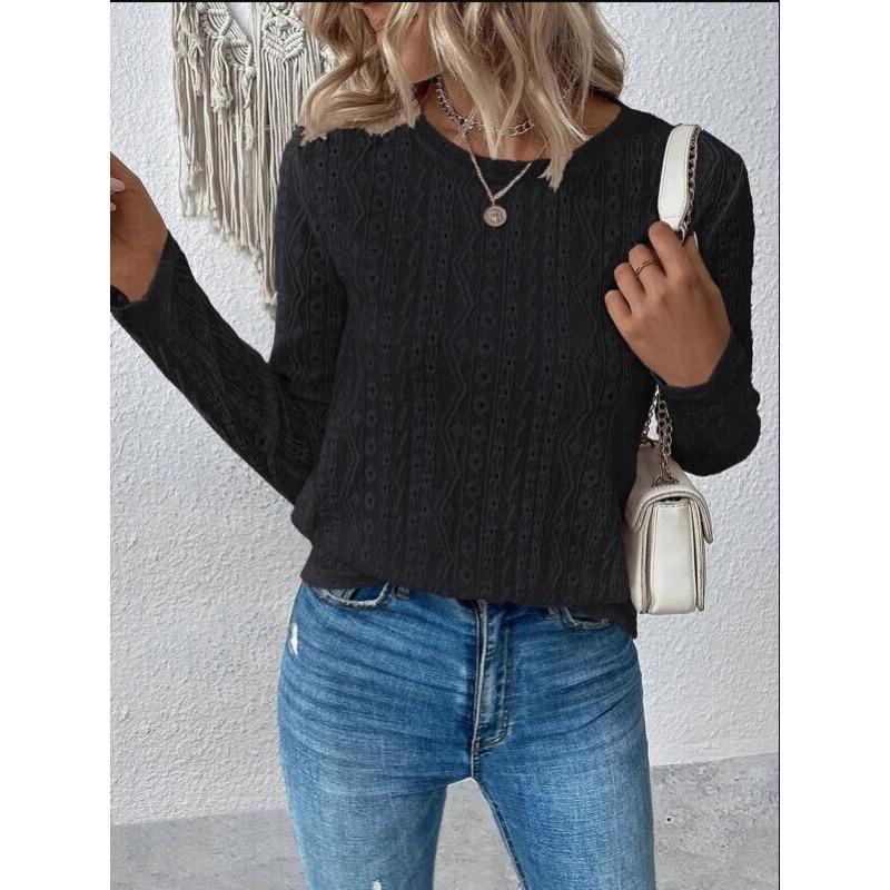 Spring/autumn Women's Blouse, Solid Color Casual Long Sleeve T-shirt and Tops