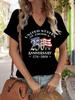 Γυναικείο T-shirt με V λαιμόκοψη "250η Επέτειος ΗΠΑ 1776-2026" με Γραφικό, T-shirt με Εκτύπωση Αμερικανικής Σημαίας, Ανεπίσημο Πατριωτικό T-shirt με Κοντό Μανίκι