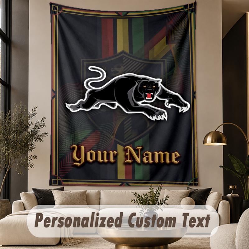 Custom Text Tapestry Penrith Panthers Print Wall Tapestry Indoor Living Room Wall Decor