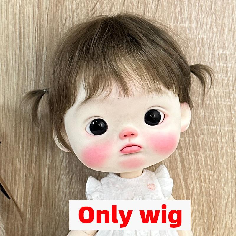 

BJD Wig Qbaby Blyth Amydoll Cute Soft bangs ponytail with long Hair For Big head doll Dolls Toy Doll Accessories 10 Inches for 24.5-27cm head