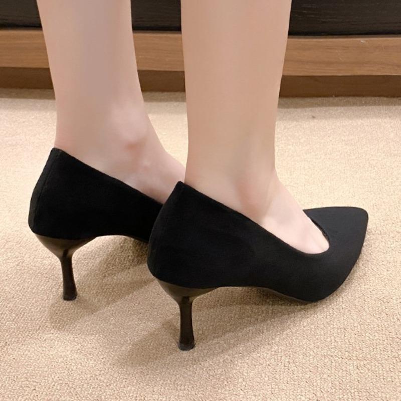 Fashion Mid Heels Women Pointed Toe Shoes Fashion Shallow Suede 2025 Autumn Shoes Desiigner Elegant Classical Dress Pumps Zapatos Mujer