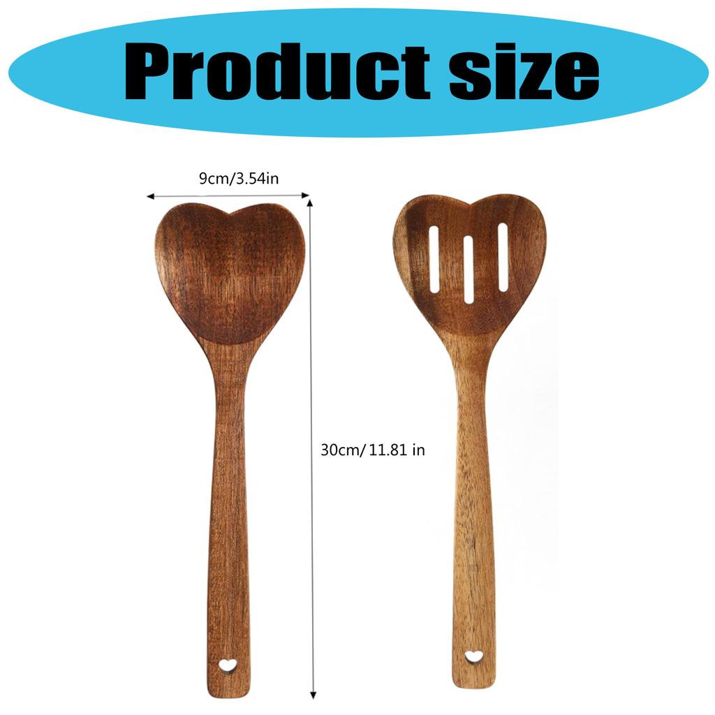 Heart Shaped Wood Spoon Mixing Spoons Kitchen Utensils Teaspoons Heat Resistance Long Handle Coffee Spoon Easy To Use