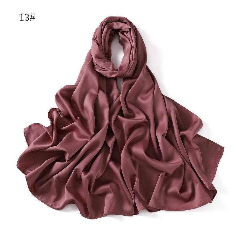 Summer New Carf Matte Satin Monochrome Long Scarf, Satin Imitation Silk Solid Color Long Silk Scarf Headscarf