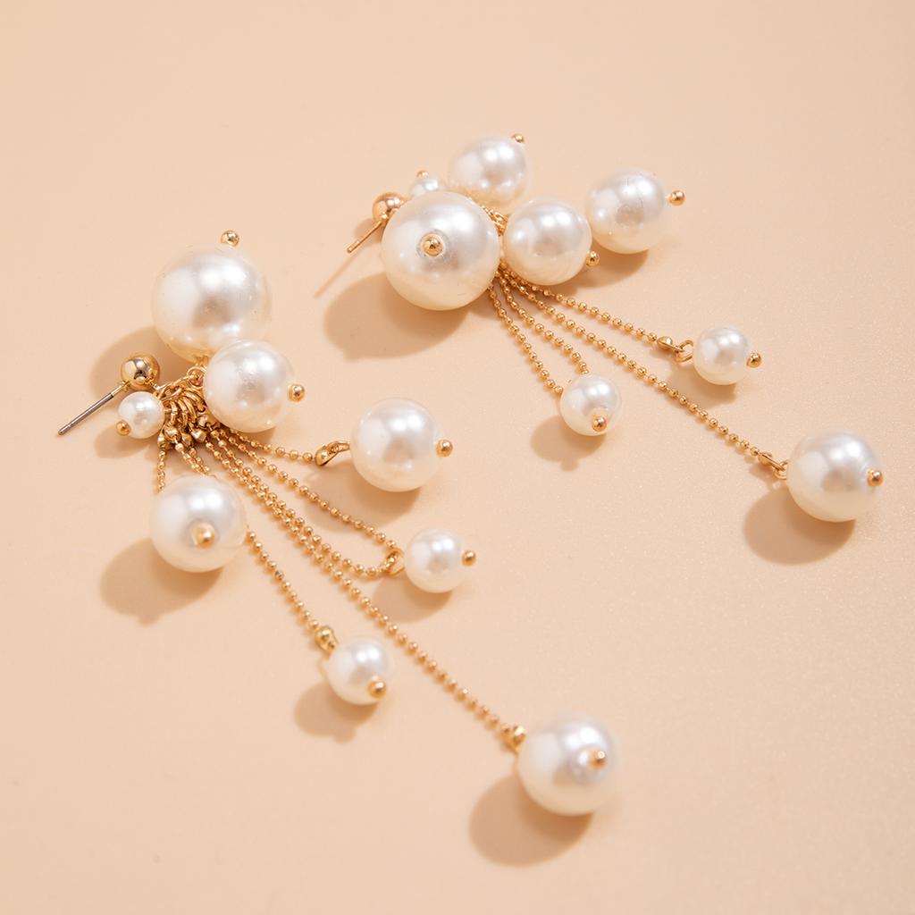 Elegant Imitation Pearl Ball Tassels Drop Earrings for Women Trendy Ladies Long Earring Hanging Accessories 2026 Fashion Jewelry