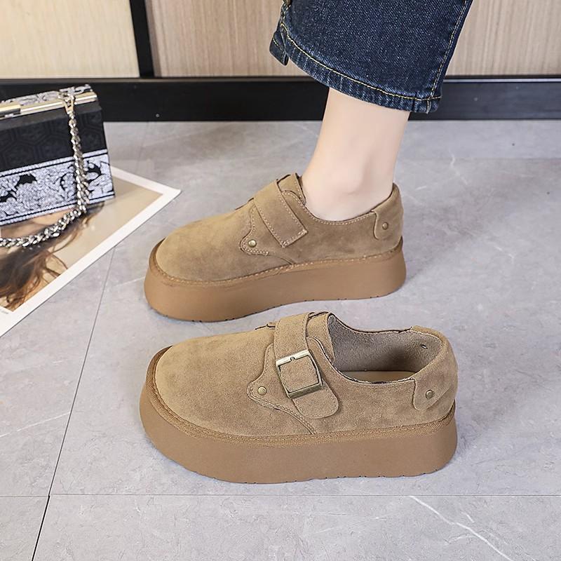 Cowhide version~ genuine leather platform one-pedal women's shoes spring new Boken Doudou shoes