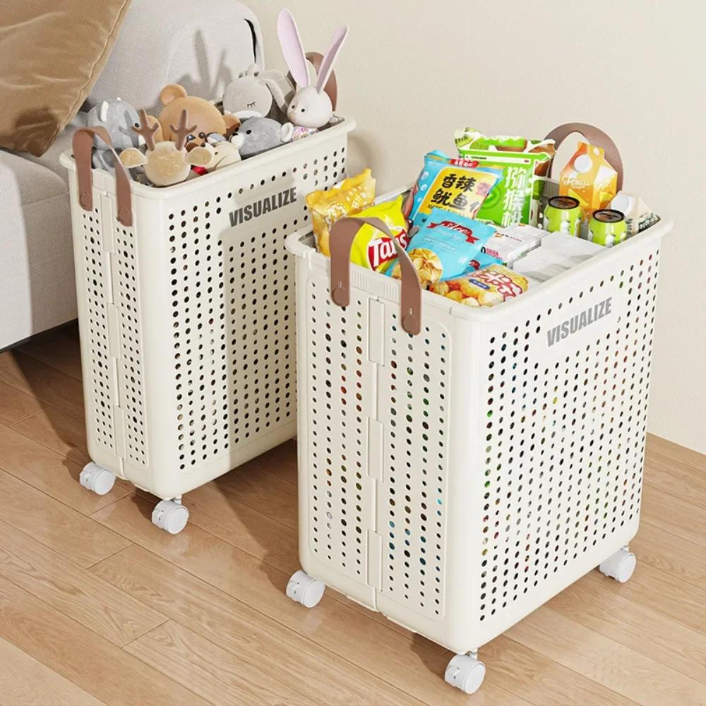 Folding Dirty Clothes Basket Balcony Simple Organizer Baskets High-capacity Toy Storage Boxes Hollow Out Breathable Laundry Box