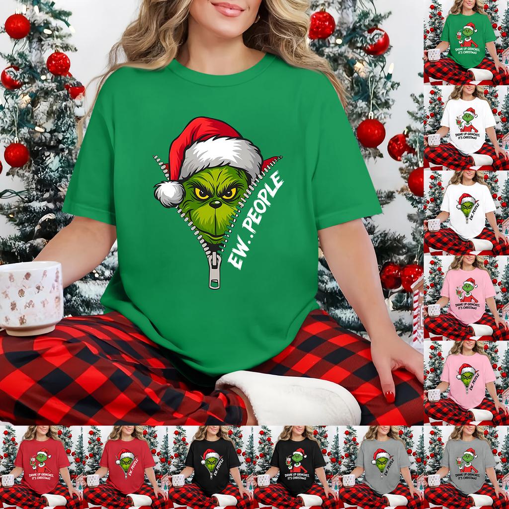 Women's Casual Printed T-Shirt Round Neck Pullover Short Sleeve Top