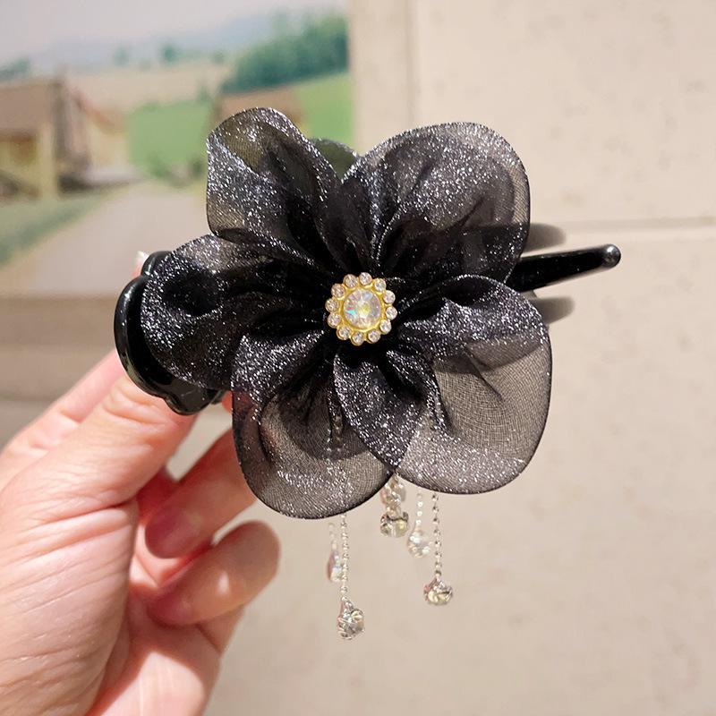 2025 Šik Květinová Spona do Vlasů ze Síťoviny pro Ženy