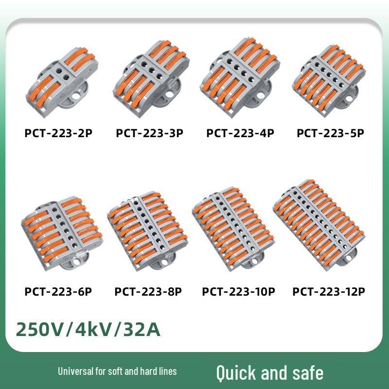 Ear-equipped Quick Connector Splitter: Universal Terminal for Soft & Hard Wires, 2-In/2-Out, Pure Copper