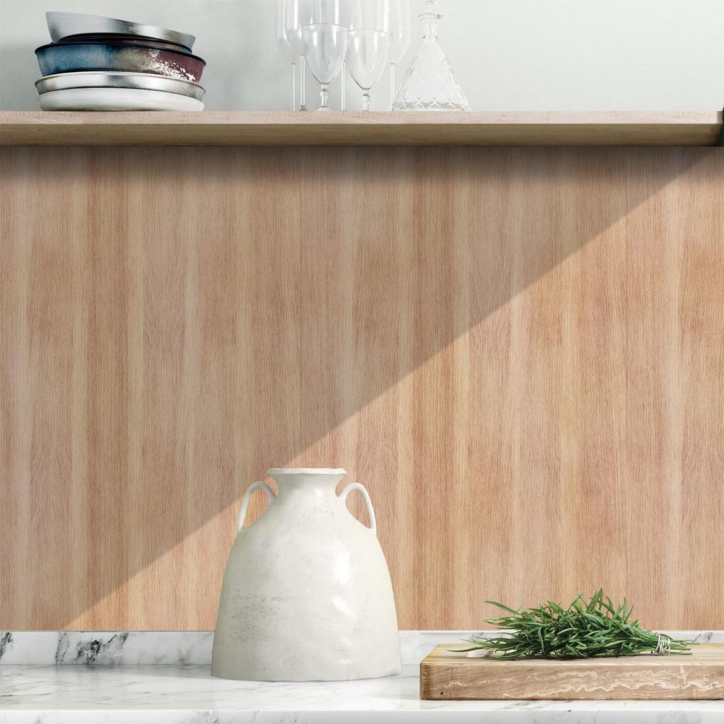 Nordic Natural Wood Grain Wallpaper - Self-Adhesive PVC Wall Stickers - Waterproof Seamless Splicing Mural for Kitchen Bathroom Home Renovation