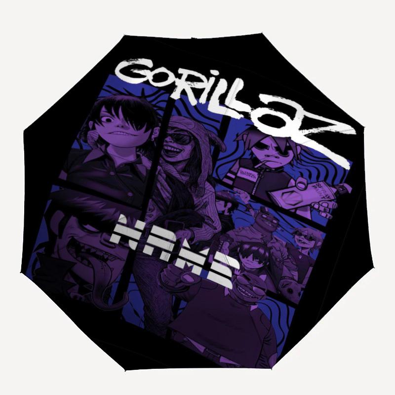 

1PC Gorillaz Artwork Custom Name Automatic Open/Close, 8-Rib Durable Frame Compact Travel Umbrella for Men & Women D1222060