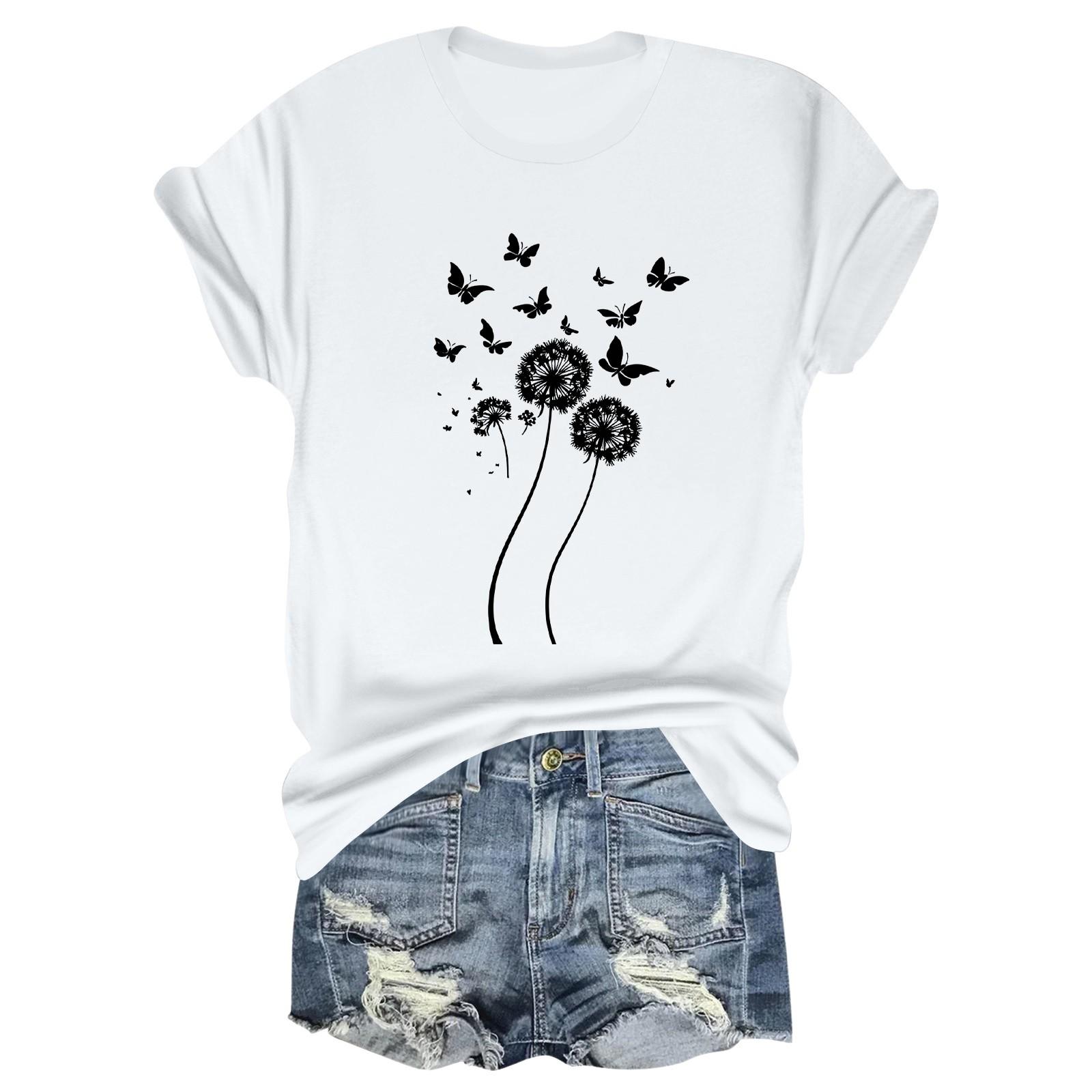 

Жіноча модна футболка з принтом і круглим вирізом з короткими рукавами XL білий