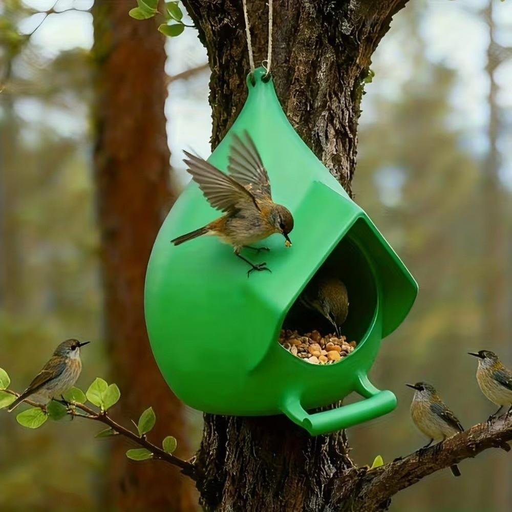 Creatieve Waterdichte Hangende Vogelvoederbak Regenbestendig Grote Capaciteit Vogelvoeder Dispenser met Standaard Vogelvoederbak Schaal Buiten