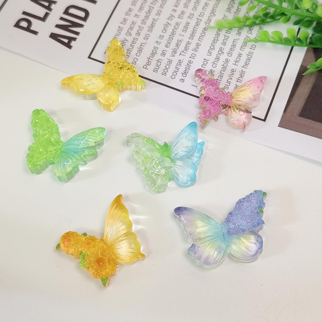100pcs Mixed Gradient Mini Butterfly Slime Charms Flat Back Resin Cabochons for Jewelry Making DIY Hair Bows Center
