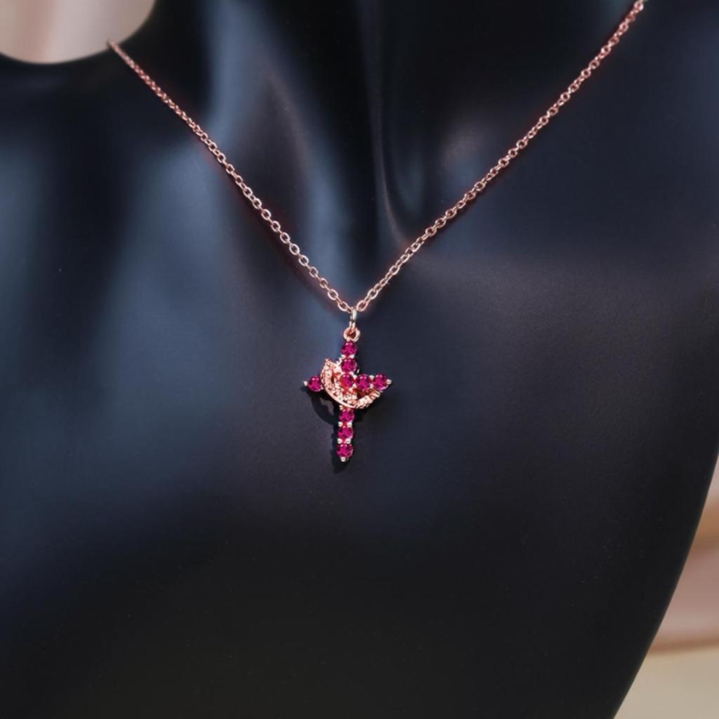 Kreuz Voll-Diamant-Halskette kann Farbe ändern Schlüsselbeinkette