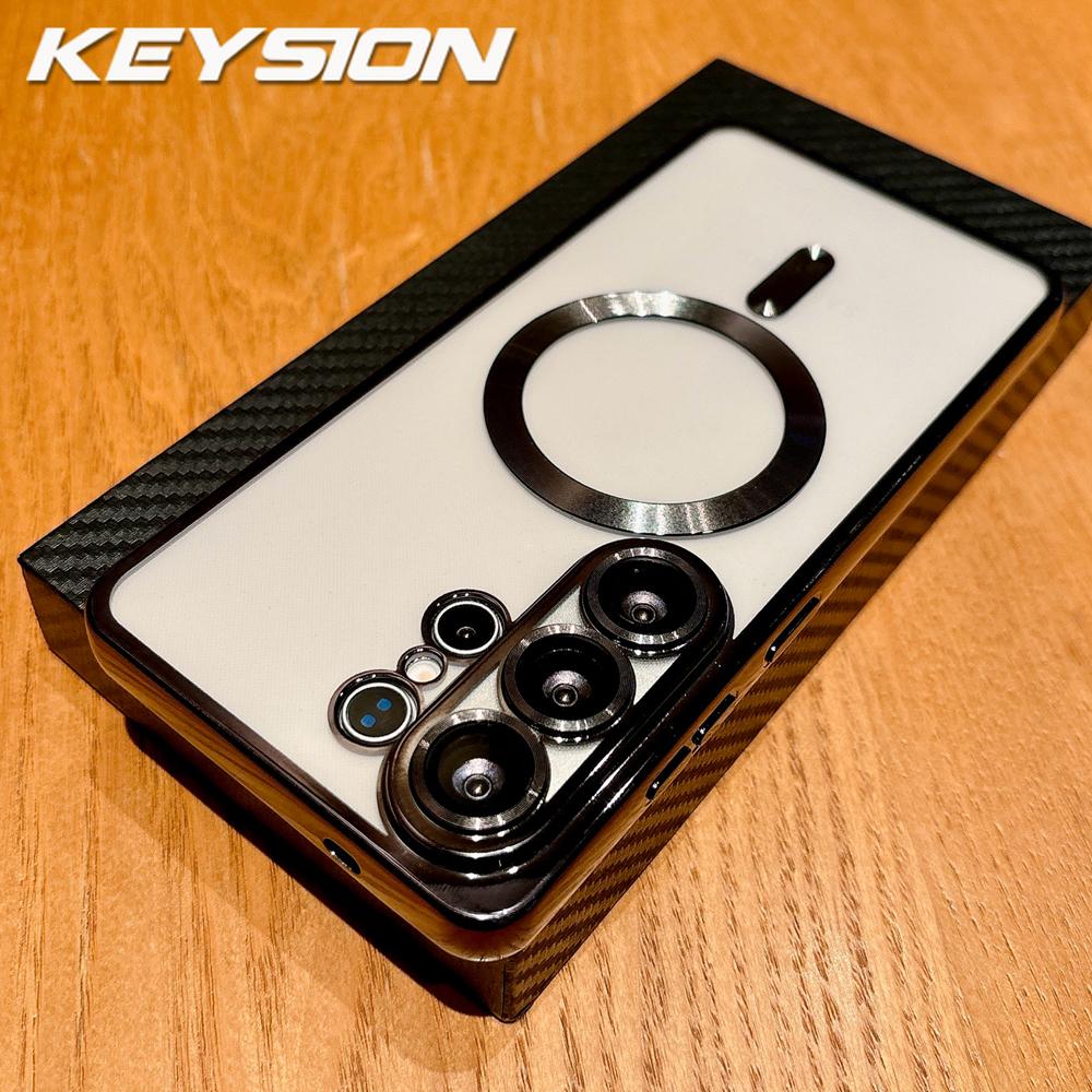 KEYSION Magnetic Plating Transparent Case for MagSafe for Samsung Galaxy S26 Ultra 5G S26+ Shockproof Lens Protector Phone Cover