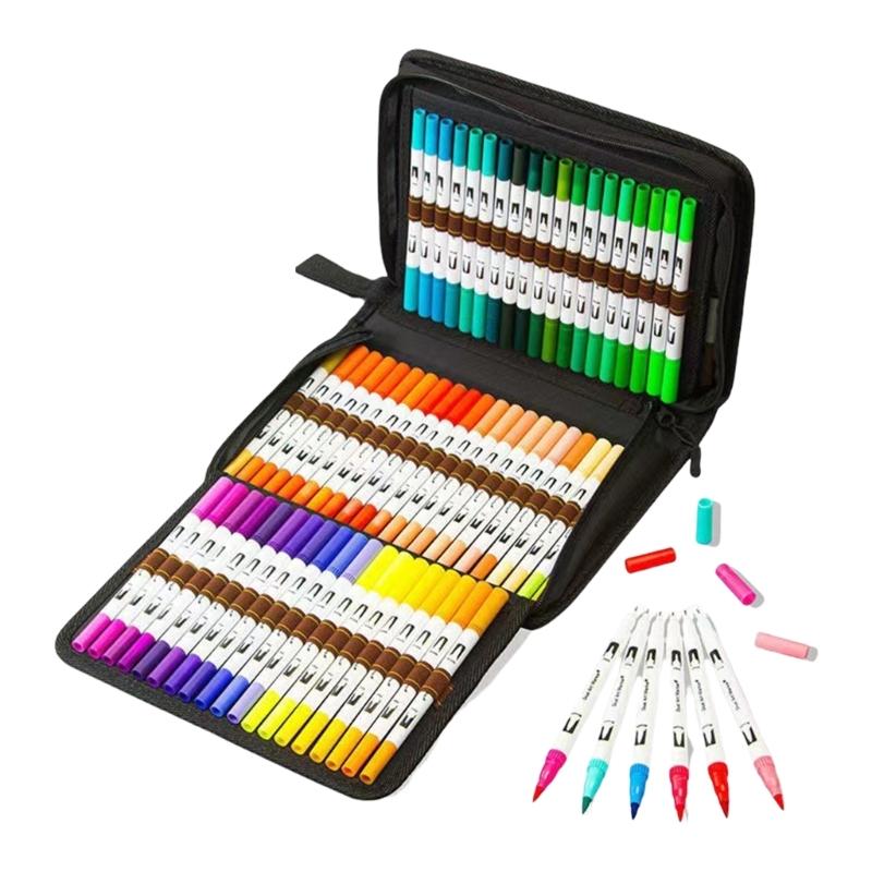 60/72/80/100 Color Acrylic Pen Acrylic Marker Drawing Pen Double Tip Brush Pen for Crafts Rock Painting Glass