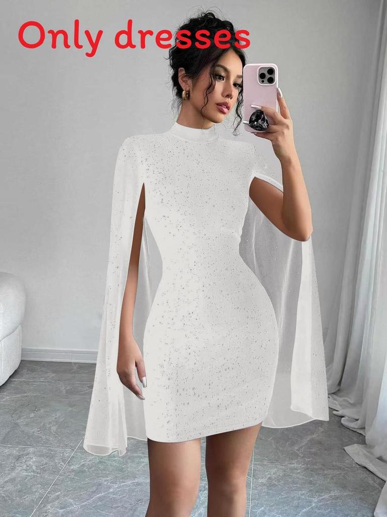 Elegant Chiffon Sweater Dress With Shine Details For Formal Events