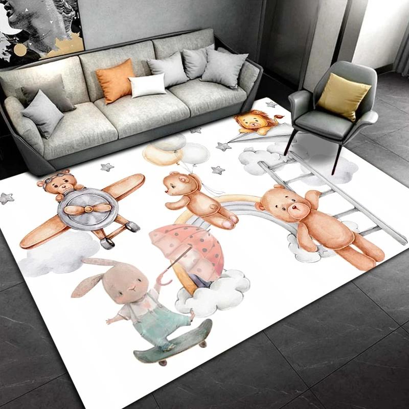 Tappeto Orso Cartone Animato per Soggiorno Decorazione Casa Tappeto da Area Tappetino per Camera da Letto Bambini Ragazze Tappetini Antiscivolo per Pavimento Soggiorno Zerbino Bagno