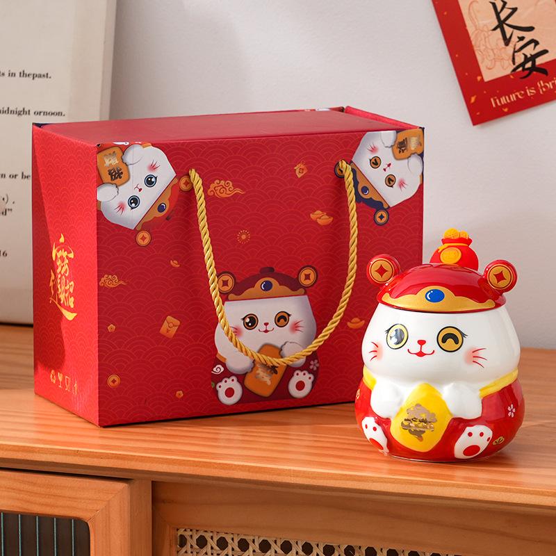 Popular Lucky Cat Mug Birthday Gift for Male and Female Friends Couple Holiday Gift Set Practical and Meaningful