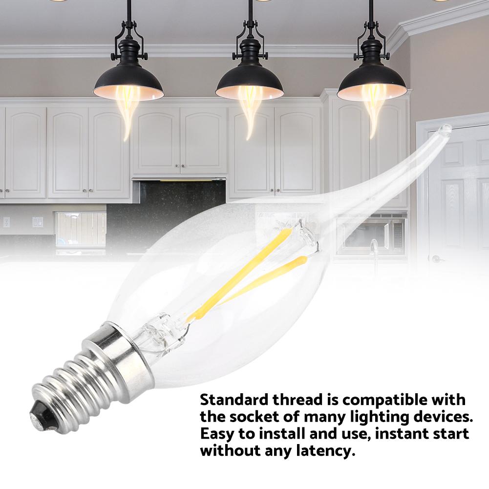 E14 2W LED Lamp Light Bulb Candle Flame Shape Warm White Lighting AC 220V (2W)
