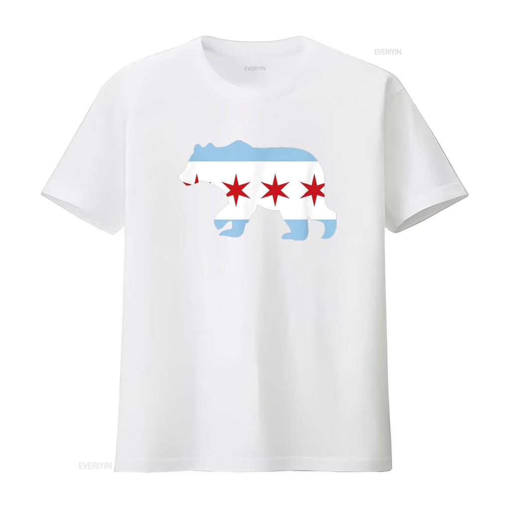 BEAR Chicago Flaggen Stadt T-Shirt vintage gewaschen leicht vielseitig Unisex Mann bequem atmungsaktiv weich Mode Streetwear