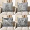 Home Decor Gray Christmas Tree And Gifts Pillow Cover Pattern Cushion Cover Suitable For Sofa Bedroom Car Pillow Cover