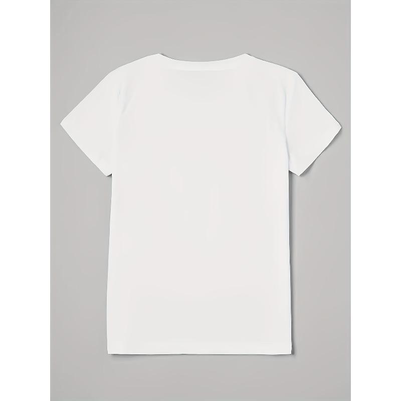 European Size Women's Valentine's Day T-Shirt - White Heart with Happy Birthday, Mom, Teacher, Friend Text - Lightweight Breathable Every