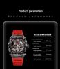 Durham Yao Men's Waterproof Mechanical Watch - Tonneau-Shaped Alloy Case with Carbon Fiber Design and Skeleton Dial