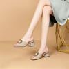 Women's Outer Wear Summer Mid-heel Thick Heel Women's Shoes Soft Leather Sandals and Slippers Fashion Open Toe Women's Slippers.
