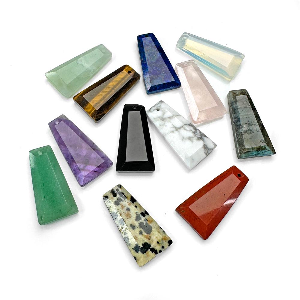 Trapezoid Natural Stone Pendants Labradorite Tiger Eye Amethysts Lapis Gems Beads Pendant For Finding Making Necklaces Earrings