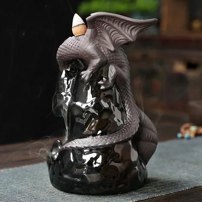 Kreativer Keramik-Räuchergefäß Handwerk Heimdekor Ornamente Drache Wasserfall Rückfluss Räucherstäbchenhalter Pterosaurier