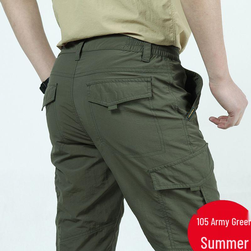 Men's Water-Repellent Quick-Dry Multi-Pocket Cargo Climbing Pants - Plus Size, Elastic, Outdoor Sports