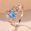 Trendy Blue Opal Love Heart Crown Vintage Rose Gold Color Wedding Bands Engagement Rings For Women Men Minimalist