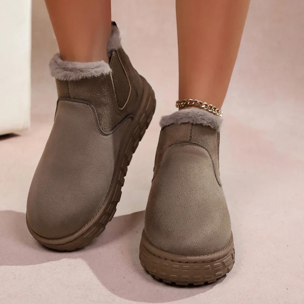 Fashion 2025 New Women Snow Boots Casual Chelsea Ankle Boots Short Plush Warm Boots Women Outdoor Luxury Flats Platform Ladies Shoes