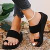 Black Women Flat Flip-flops Slippers Comfortable Non-slip Sandals Bohemian Style Flip Flop Home Bathroom Fashion Slippers Slides