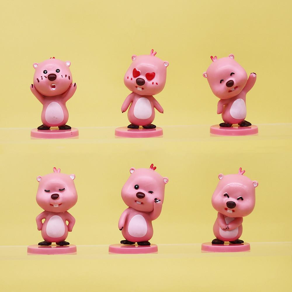 Cute Pink Beaver Figure 2nd Generation Blind Box Pvc Toy Car Desk Decor Gift For Girls