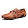 Fashion Fashion Metal Buckle Genuine Leather Loafers Men Brand Luxury Shoes Brown Moccasin Mens Flat Non-Slip Driving Shoes Slip-On Shoe