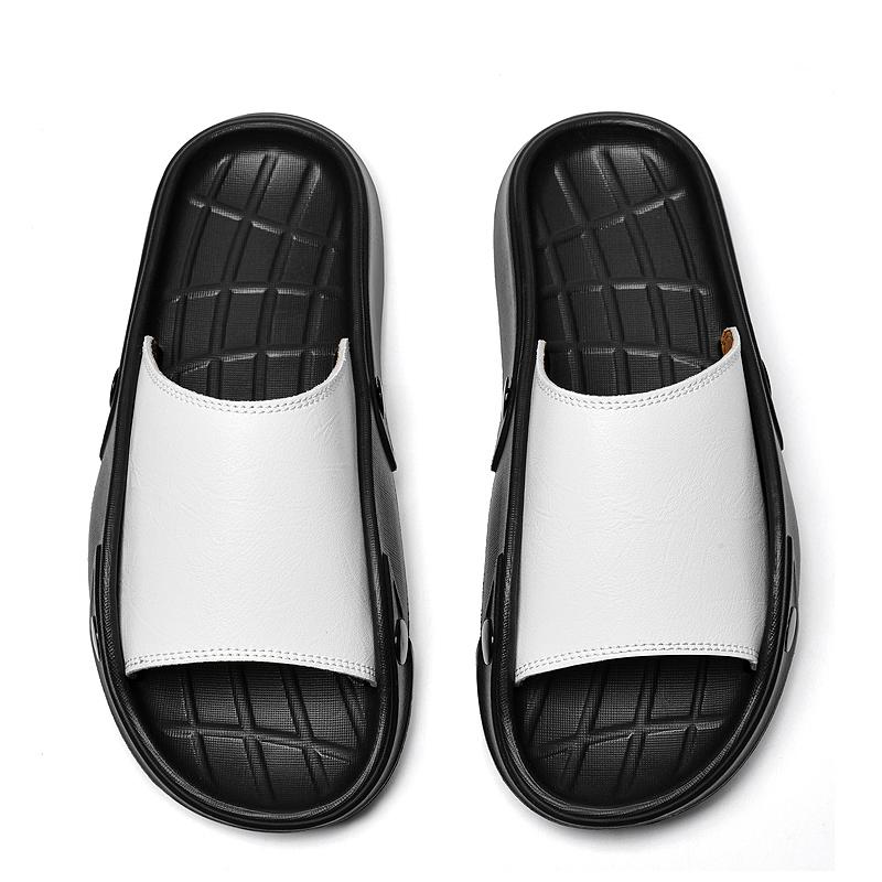 Fashion Beach Sandals For Men Outdoor Summer Men's Slippers Comfortable Soft Platform Leather Beach Slides New Sandals