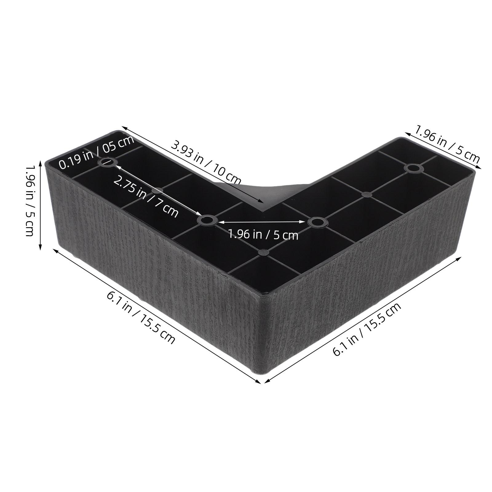 

4Pcs Plastic Bed Risers Furniture Legs Lifters for Sofa Couch Table Desk Chair Cabinet Storage Space Heavy Duty Stable L-Shaped
