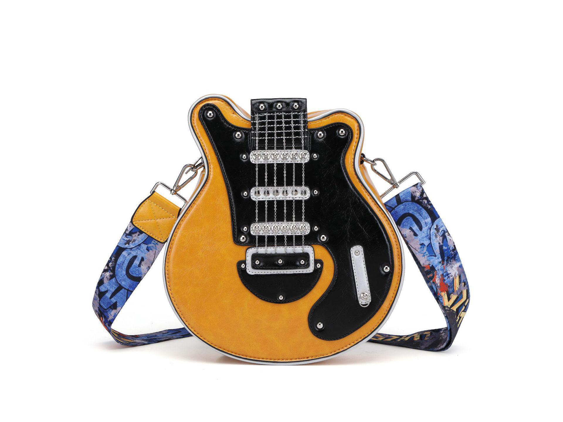 

Женские сумки ручной работы в форме гитары 2024 года: Европейский и американский стиль плеч, уникальный и креативный дизайн оранжевый