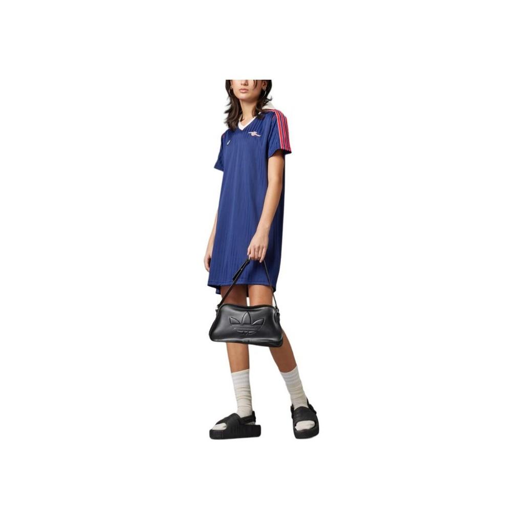 Adidas Originals X Arsenal Collaboration Terrace Icons Casual Fashion Versatile Comfortable Short Sleeve Dress Women Dresses Night-Sky JF0565