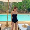 Solid Color One-Piece Swimsuit Women With Removable Pads Backless Triangle Design 2026