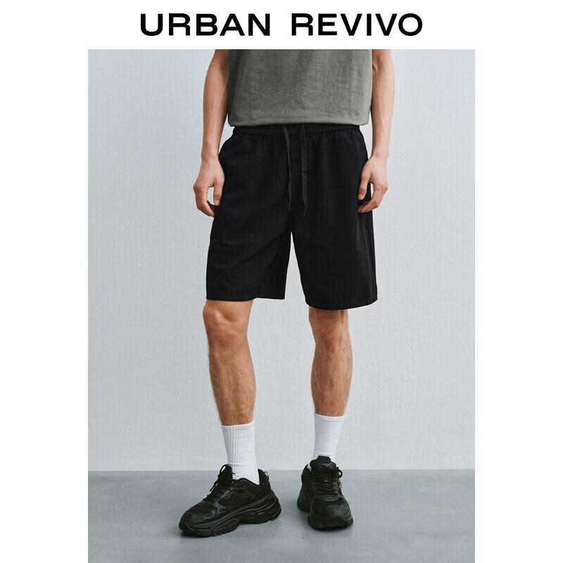 UR2026 Men s Solid Denim Drawstring Shorts 32
