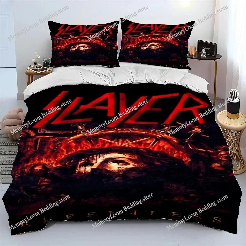 Art Style Unique Slayer Heavy Metal Band Music Bedding Set Queen/King Size Duvet Cover Comforter Soft Bed Sheet Set Home Decor